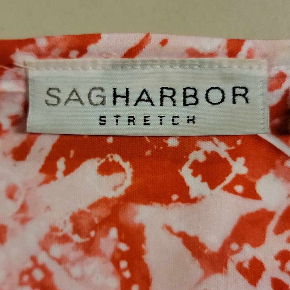 𝅺SAG Harbor coral lined laced overlay blouse with cinched waist - Picture 5 of 8